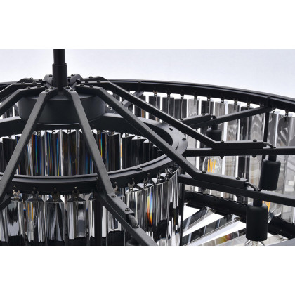 Elegant Prism 8 Light Round Chandelier - Matte Black/Silver, L 43" (1203G43MB-SS-RC)