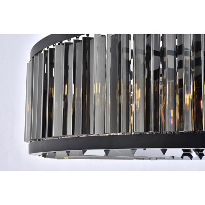Elegant Prism 8 Light Round Chandelier - Matte Black/Silver, L 43" (1203G43MB-SS-RC)