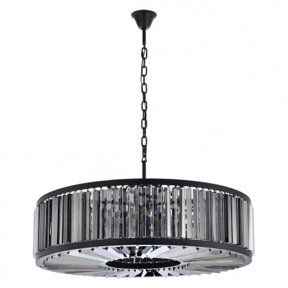 Elegant Prism 8 Light Round Chandelier - Matte Black/Silver, L 43" (1203G43MB-SS-RC)