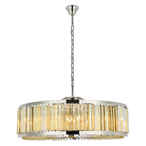 Elegant Prism 8 Light Round Chandelier - Polished Nickel/Gold, L 43" (1203G43PN-GT-RC)