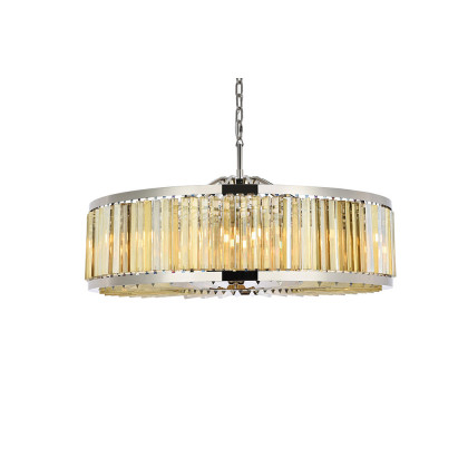 Elegant Prism 8 Light Round Chandelier - Polished Nickel/Gold, L 43" (1203G43PN-GT-RC)