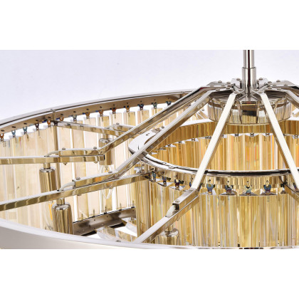 Elegant Prism 8 Light Round Chandelier - Polished Nickel/Gold, L 43" (1203G43PN-GT-RC)
