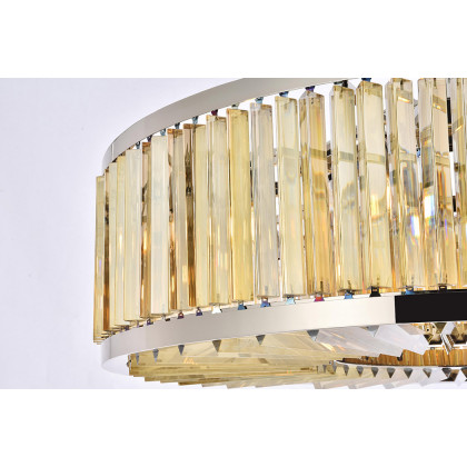 Elegant Prism 8 Light Round Chandelier - Polished Nickel/Gold, L 43" (1203G43PN-GT-RC)