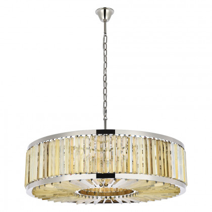 Elegant Prism 8 Light Round Chandelier - Polished Nickel/Gold, L 43" (1203G43PN-GT-RC)