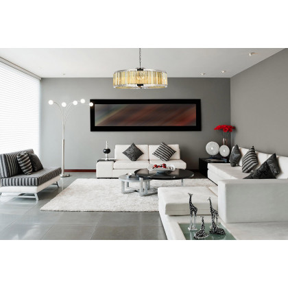 Elegant Prism 8 Light Round Chandelier - Polished Nickel/Gold, L 43" (1203G43PN-GT-RC)