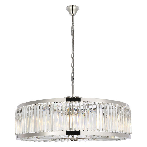 Elegant Prism 8 Light Round Chandelier - Polished Nickel, L 43" (1203G43PN-RC)