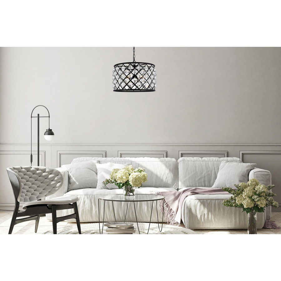 Elegant Urban Classic Madison Collection Pendant Lamp - Matte Black, L 20" (1204D20MB-RC)