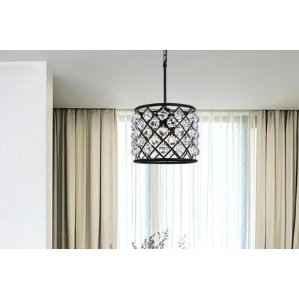 Elegant Urban Classic Madison Collection Pendant Lamp - Matte Black, L 14" (1206D14MB-RC)