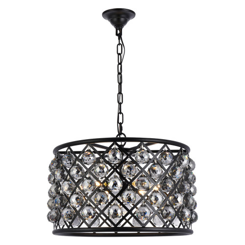 Elegant Urban Classic Madison Collection Pendant Lamp - Matte Black/Silver, L 20" (1206D20MB-SS-RC)
