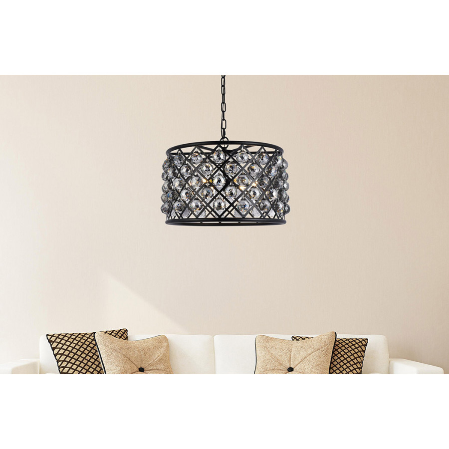 Elegant Urban Classic Madison Collection Pendant Lamp - Matte Black/Silver, L 20" (1206D20MB-SS-RC)