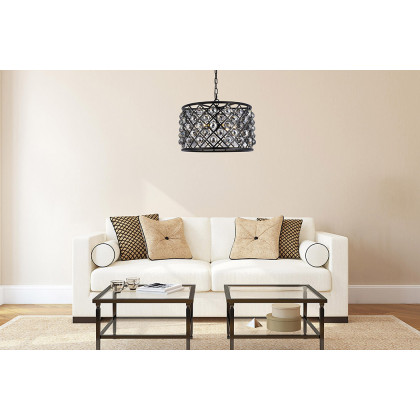 Elegant Urban Classic Madison Collection Pendant Lamp - Matte Black/Silver, L 20" (1206D20MB-SS-RC)