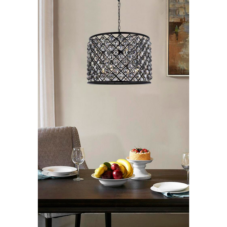 Elegant Urban Classic Madison Collection Pendant Lamp - Matte Black/Silver, L 27.5" (1206D27MB-SS-RC)