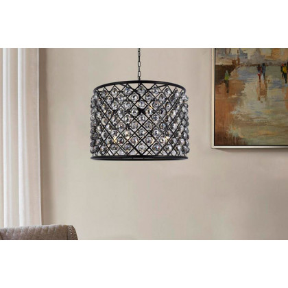 Elegant Urban Classic Madison Collection Pendant Lamp - Matte Black/Silver, L 27.5" (1206D27MB-SS-RC)