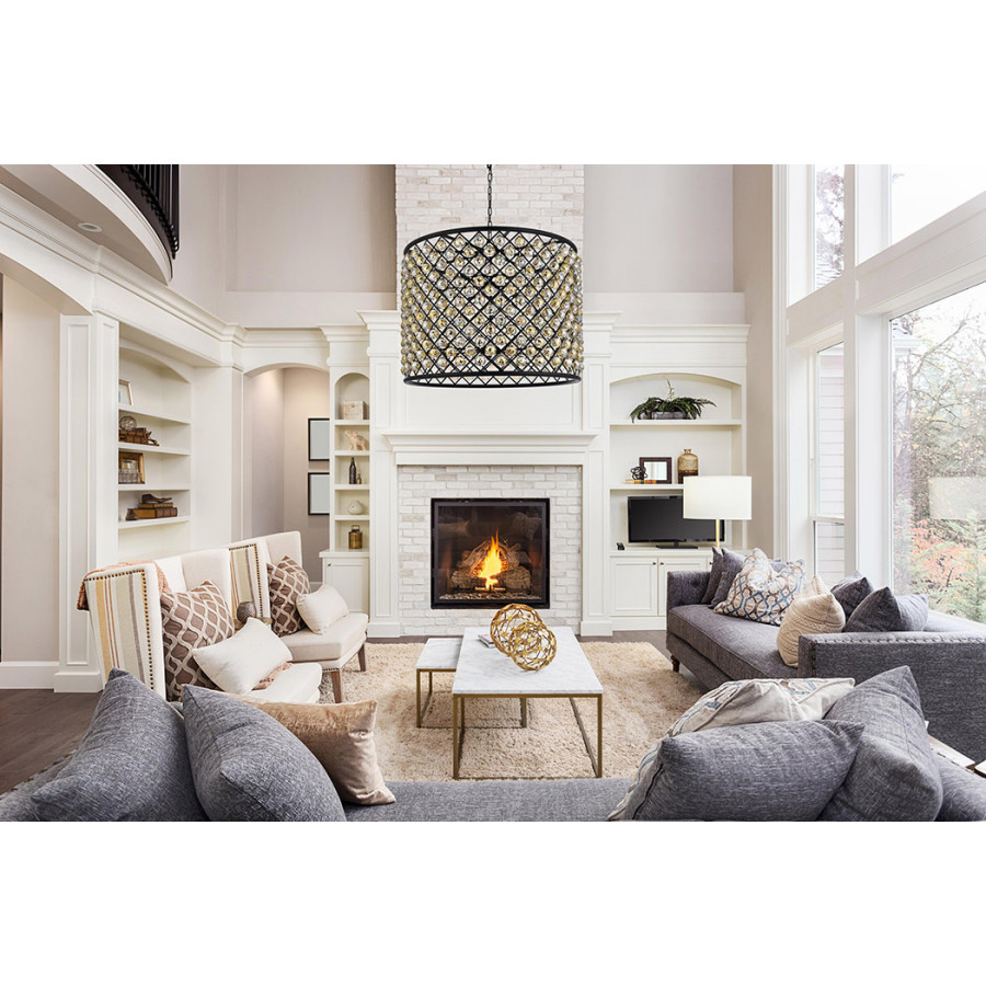 Elegant Urban Classic Madison Collection Pendant Lamp - Matte Black/Gold, L 35.5" (1206D35MB-GT-RC)