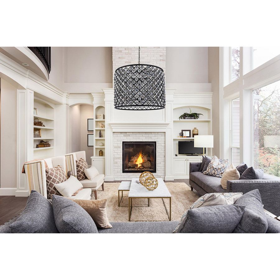 Elegant Urban Classic Madison Collection Pendant Lamp - Matte Black/Silver, L 35.5" (1206D35MB-SS-RC)