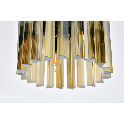 Elegant Crystal Prism 6 Light Round Chandelier - Matte Black/Gold, L 12" (1208D12MB-GT-RC)