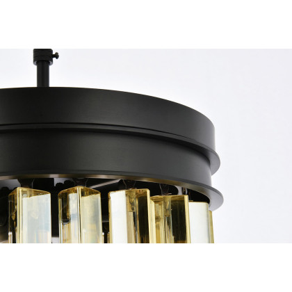 Elegant Crystal Prism 6 Light Round Chandelier - Matte Black/Gold, L 12" (1208D12MB-GT-RC)