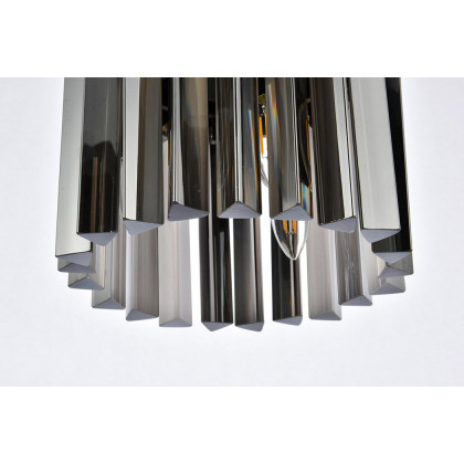 Elegant Crystal Prism 6 Light Round Chandelier - Matte Black/Silver, L 12" (1208D12MB-SS-RC)