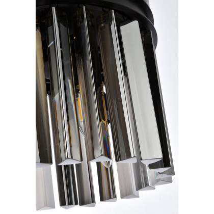 Elegant Crystal Prism 6 Light Round Chandelier - Matte Black/Silver, L 12" (1208D12MB-SS-RC)