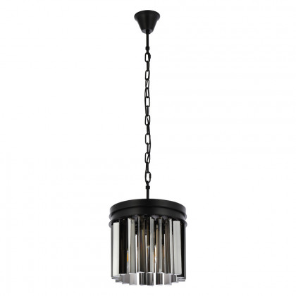 Elegant Crystal Prism 6 Light Round Chandelier - Matte Black/Silver, L 12" (1208D12MB-SS-RC)