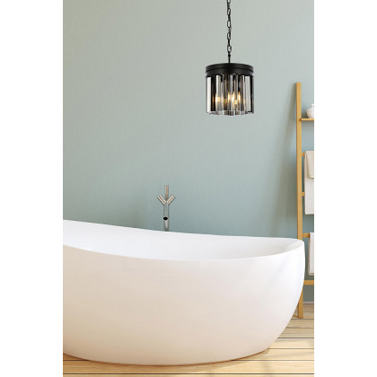 Elegant Crystal Prism 6 Light Round Chandelier - Matte Black/Silver, L 12" (1208D12MB-SS-RC)