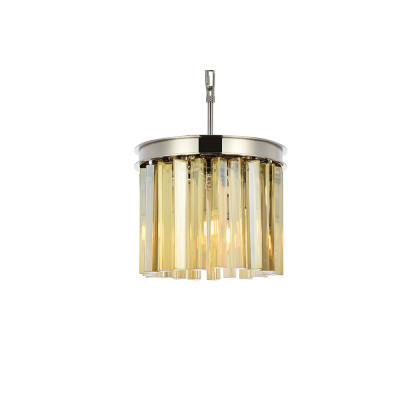 Elegant Crystal Prism 6 Light Round Chandelier - Polished Nickel/Gold, L 12" (1208D12PN-GT-RC)