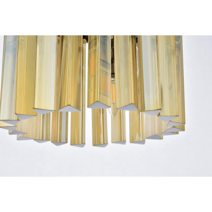 Elegant Crystal Prism 6 Light Round Chandelier - Polished Nickel/Gold, L 12" (1208D12PN-GT-RC)