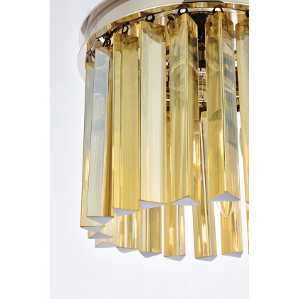 Elegant Crystal Prism 6 Light Round Chandelier - Polished Nickel/Gold, L 12" (1208D12PN-GT-RC)