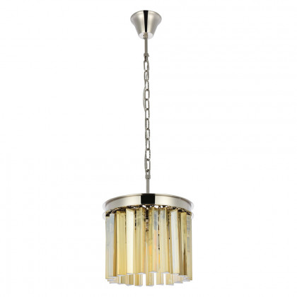 Elegant Crystal Prism 6 Light Round Chandelier - Polished Nickel/Gold, L 12" (1208D12PN-GT-RC)