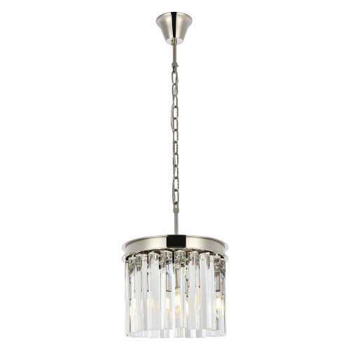 Elegant Crystal Prism 6 Light Round Chandelier - Polished Nickel, L 12" (1208D12PN-RC)