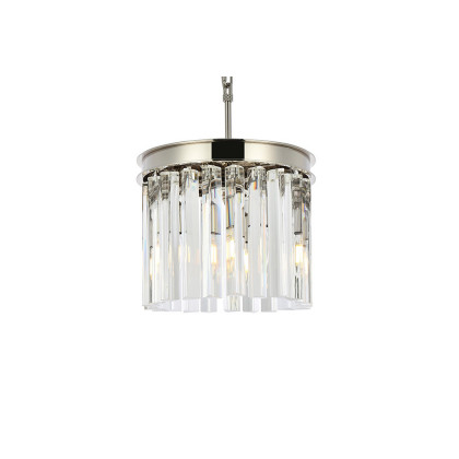 Elegant Crystal Prism 6 Light Round Chandelier - Polished Nickel, L 12" (1208D12PN-RC)