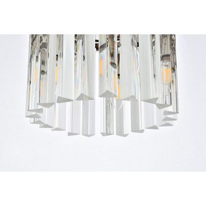 Elegant Crystal Prism 6 Light Round Chandelier - Polished Nickel, L 12" (1208D12PN-RC)