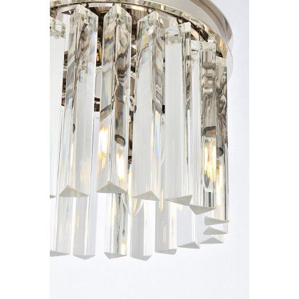 Elegant Crystal Prism 6 Light Round Chandelier - Polished Nickel, L 12" (1208D12PN-RC)
