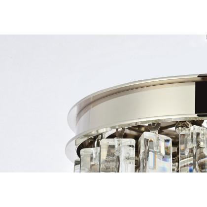 Elegant Crystal Prism 6 Light Round Chandelier - Polished Nickel, L 12" (1208D12PN-RC)