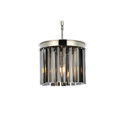 Elegant Crystal Prism 6 Light Round Chandelier - Polished Nickel/Silver, L 12" (1208D12PN-SS-RC)