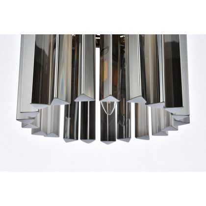 Elegant Crystal Prism 6 Light Round Chandelier - Polished Nickel/Silver, L 12" (1208D12PN-SS-RC)