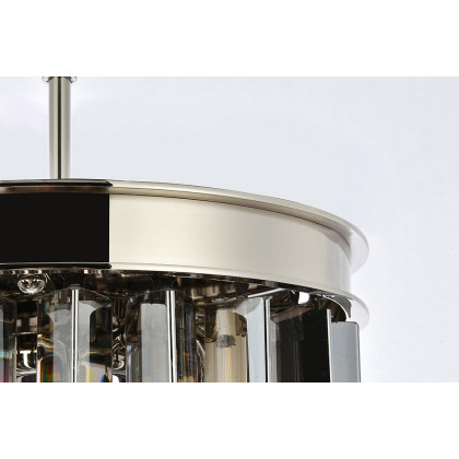 Elegant Crystal Prism 6 Light Round Chandelier - Polished Nickel/Silver, L 12" (1208D12PN-SS-RC)