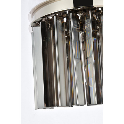 Elegant Crystal Prism 6 Light Round Chandelier - Polished Nickel/Silver, L 12" (1208D12PN-SS-RC)