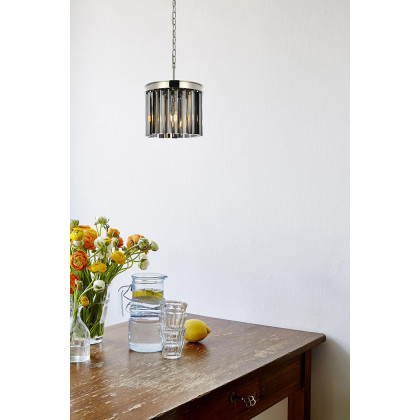 Elegant Crystal Prism 6 Light Round Chandelier - Polished Nickel/Silver, L 12" (1208D12PN-SS-RC)