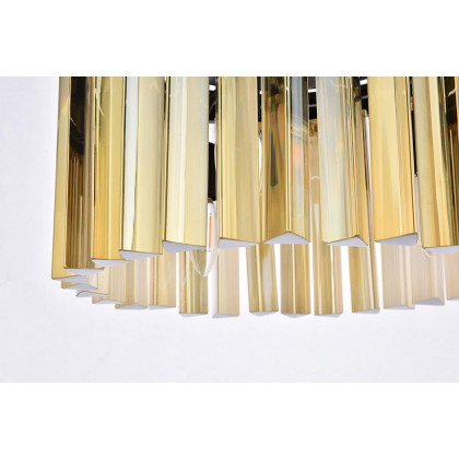Elegant Crystal Prism 6 Light Round Chandelier - Matte Black/Gold, L 16" (1208D16MB-GT-RC)