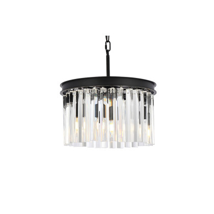 Elegant Crystal Prism 6 Light Round Chandelier - Matte Black, L 16" (1208D16MB-RC)
