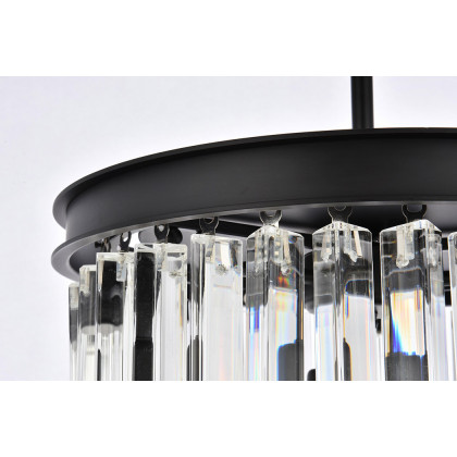 Elegant Crystal Prism 6 Light Round Chandelier - Matte Black, L 16" (1208D16MB-RC)