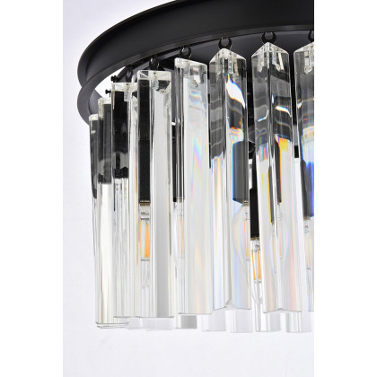 Elegant Crystal Prism 6 Light Round Chandelier - Matte Black, L 16" (1208D16MB-RC)