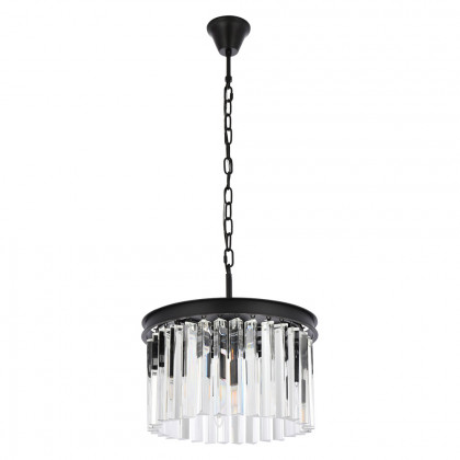 Elegant Crystal Prism 6 Light Round Chandelier - Matte Black, L 16" (1208D16MB-RC)