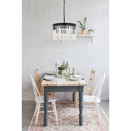 Elegant Crystal Prism 6 Light Round Chandelier - Matte Black, L 16" (1208D16MB-RC)