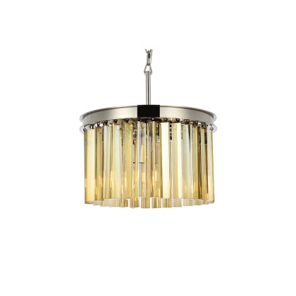 Elegant Crystal Prism 6 Light Round Chandelier - Polished Nickel/Gold, L 16" (1208D16PN-GT-RC)