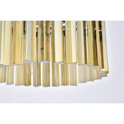 Elegant Crystal Prism 6 Light Round Chandelier - Polished Nickel/Gold, L 16" (1208D16PN-GT-RC)
