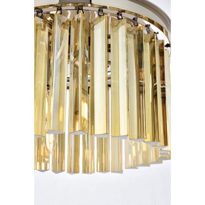 Elegant Crystal Prism 6 Light Round Chandelier - Polished Nickel/Gold, L 16" (1208D16PN-GT-RC)