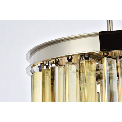 Elegant Crystal Prism 6 Light Round Chandelier - Polished Nickel/Gold, L 16" (1208D16PN-GT-RC)