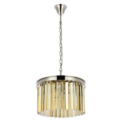 Elegant Crystal Prism 6 Light Round Chandelier - Polished Nickel/Gold, L 16" (1208D16PN-GT-RC)